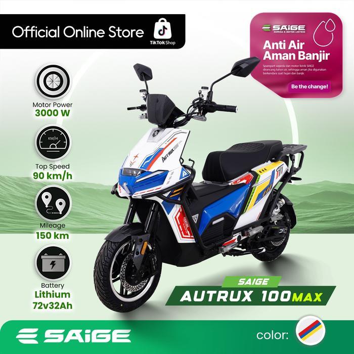 SAIGE Sepeda Listrik Roda Dua AUTRUX 100Max Desain Futuristik Sporty Motor 3000W Baterai Lithium 72V