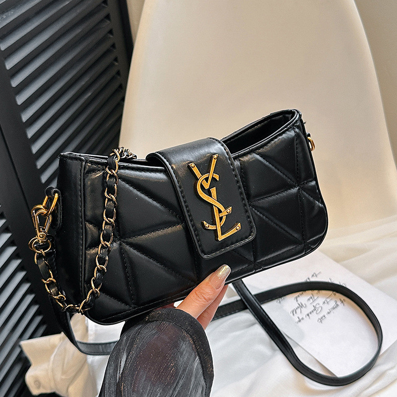 Tas selempang wanita dengan pola berlian, tas wanita serbaguna bergaya Chanel, tas bahu dan selempan