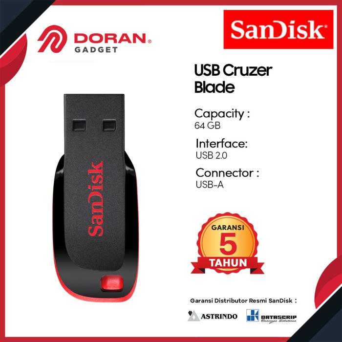Flashdisk Sandisk CZ50 64 GB Flash Drive Sandisk Cruzer Blade 64GB - FD Blade CZ50 64GB Sandisk