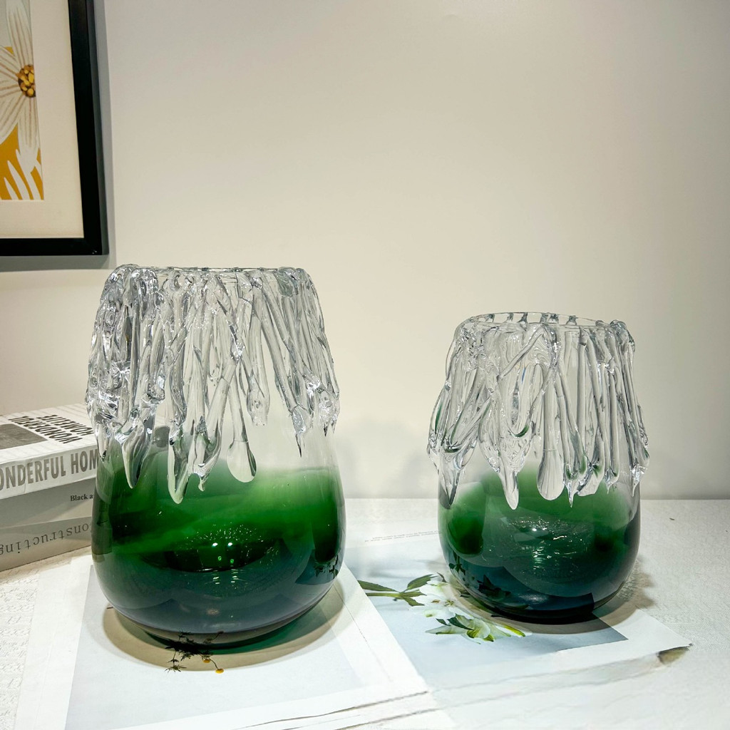 Vas Bunga Kaca Tebal Hiasan Meja Makan / Clear Moss Glass Vase 5411