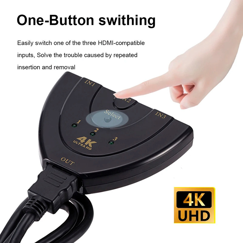 3 In 1 Out 4K HDTV Splitter Switcher Selector for 1080P 3D Player HDTV PS4 Game Console HD Cable Sup