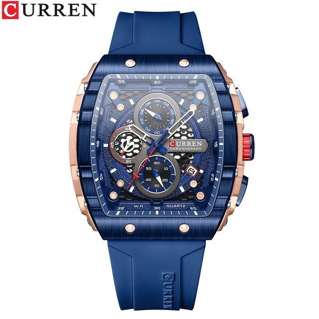 Jam Tangan Pria Analog Tali Silicone Chronograph CURREN 8442 - Dark Blue