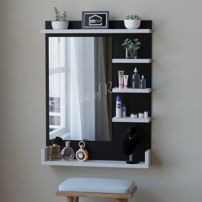 RAK MAKEUP GANTUNG WARNA KOMBI PUTIH / MEJA RIAS GANTUNG / RAK RIAS / MEJA RIAS DINDING / KACA RIAS 