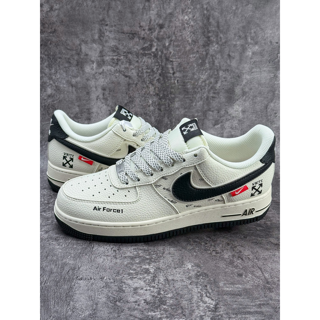 N1K3 A1r Force 1 Low 07 x OFF-WHITE Sepatu kets kasual budaya low-top mewah berbintang putih dan hit