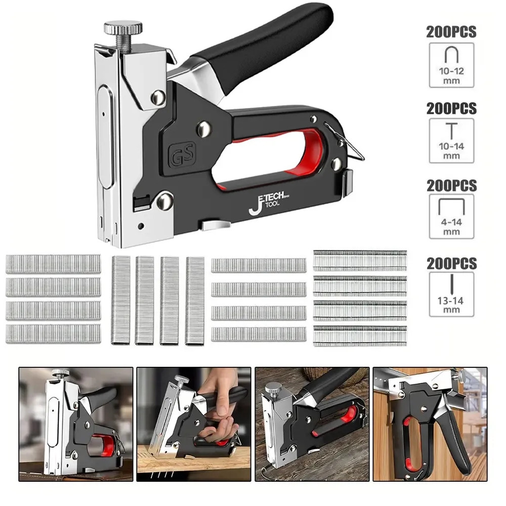 Staples Tembak 4 In 1 Tacker Stapler hekter tembak jok motor Powerfull Streples Tembak 800pcs Staple