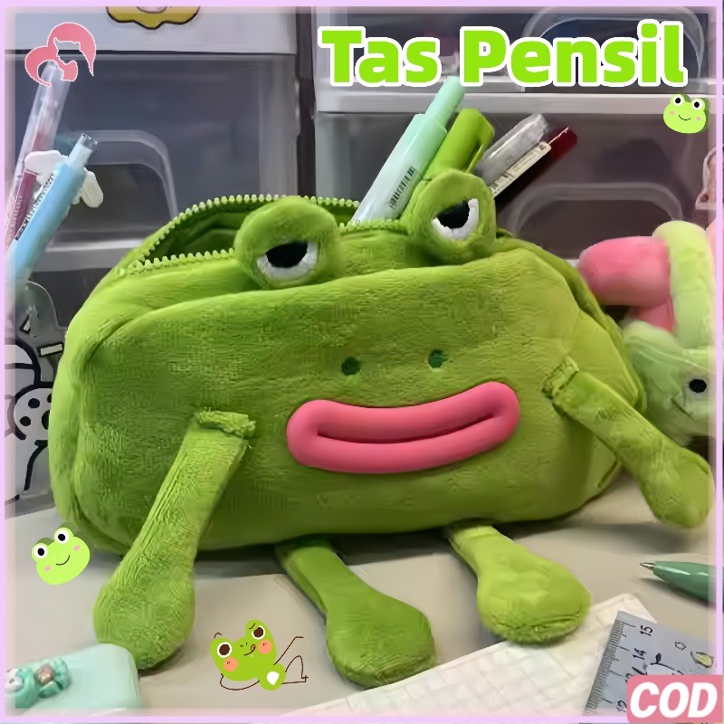Tempat Pensil Boneka Katak Mulut Besar Pensil Sekolah Tempat Pensil Berkapasitas Besar Kotak Pencil 