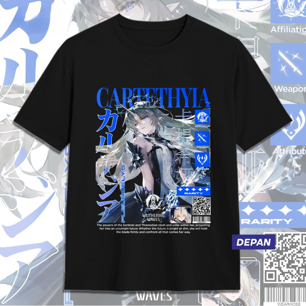 KAOS FLEURDERYS CARTETHYIA WUTHERING WAVES WUWA Anime Game Unisex Pria Wanita Atasan