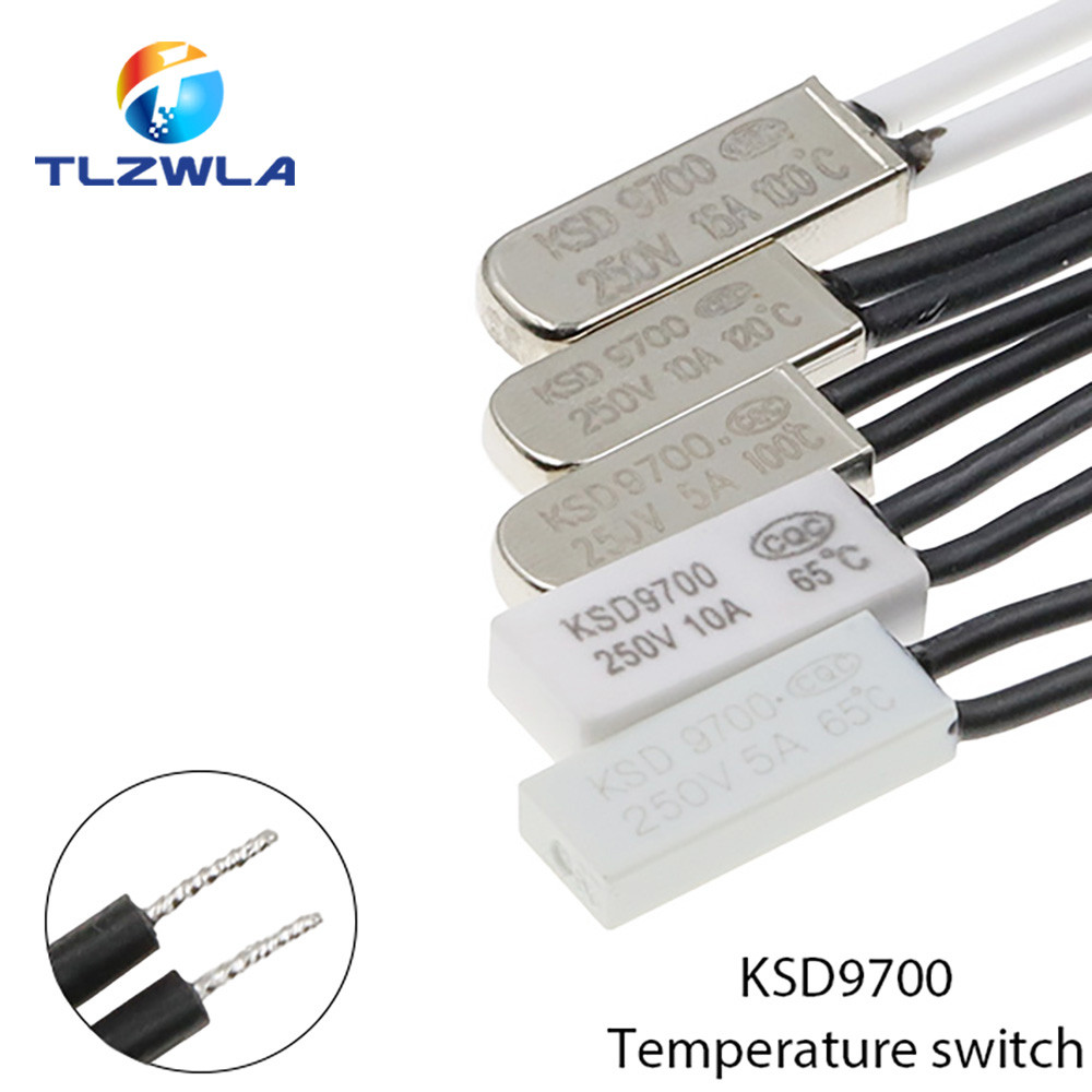 KSD9700 250V 5A 10A 16A 40~155 Derajat Saklar Suhu Bimetal Disc Normal Close Termostat Pelindung Ter