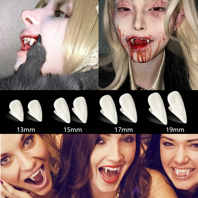 Masquerade Tricky Props Resin Gigi Harimau Halloween Vampire Zombie Dentures Simulasi Kawat Gigi Ber