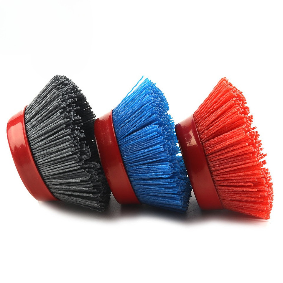 1/2/3Pcs 4" Cup Nylon Abrasive Brush Wheel Pile Polymer-abrasive For Angle Grinder Tool 80/120/240gr