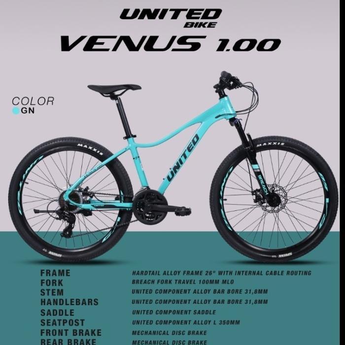 Sepeda Gunung MTB United Venus 1.00 26 Inch - tosca