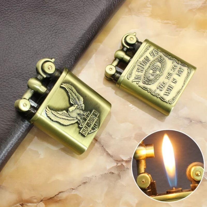 Korek Api Gas MN-7019 Classic Vintage Metal Isi Ulang Butana Korek Elegan Retro