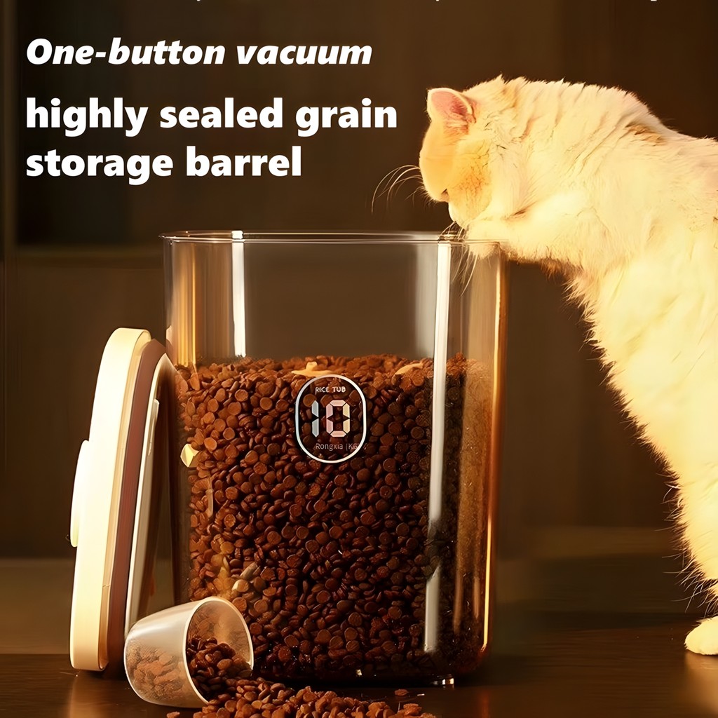 10/5KG Large Capacity Automatic Vacuum Sealed Pet Food Feeders Moisture-proof Pet Food Storage Box H