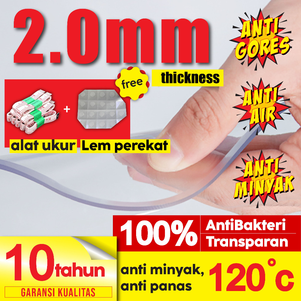 Waterproof Anti minyak & air & noda & gores tahan panas Transparan Tebal Plastik Taplak Meja DIY Pot