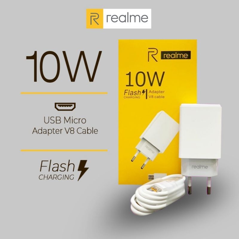 Charger Cas HP Realme C1 - Realme C2 - Realme C3 C11 C12 C15 C20 C21 C21Y C25 5V-2A 10W ORIGINAL Kab