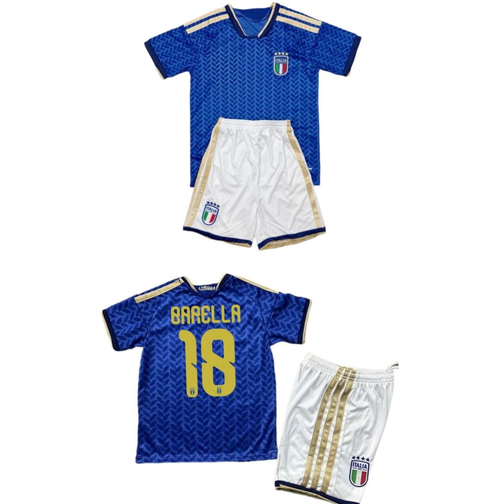 JERSEY BAJU BOLA ANAK ITALY HOME KIDS PIALA DUNIA 2026 + NAMESET