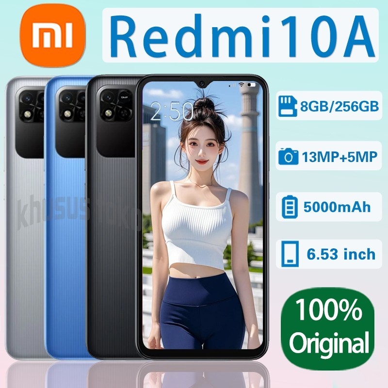 HP Xiaomi Redmi 10A Ram8/256GB Baru Original segel kamera HD Garansi Resmi 12 bulan gratis softcase