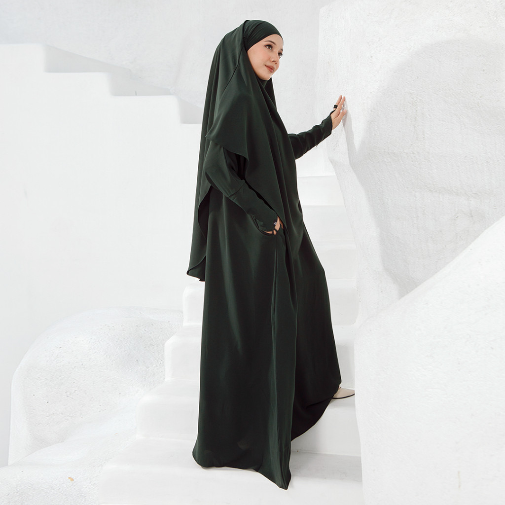 Lozy Hijab - Khadija Abaya Set (Abaya Gamis Set French Khimar Haji dan Umrah Bahan Safa Anti UV)