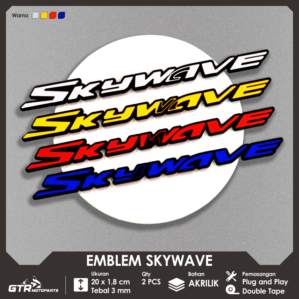 Emblem Akrilik Motor | GTR Emblem Skywave 2 PCS Logo Timbul 3D Aksesoris Motor Suzuki Skywave 125 16