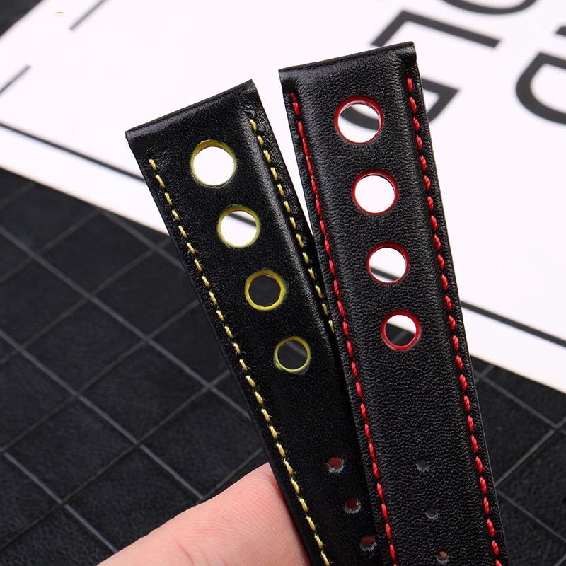 Genuine Leather Watchband Racing Sport Series Wristband Replacement For Tissot T91 1853PRS516 Watch 