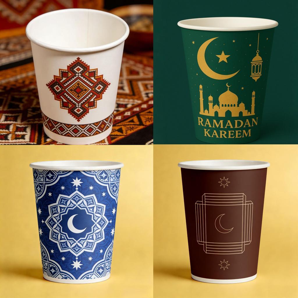 Paper Cup Custom Tema Ramadan Kareem | Gelas Kertas Hot Cup 8oz 12oz 16oz 22oz | Single/Double Wall 