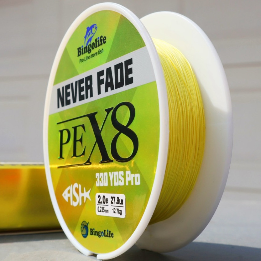 Bingolife Senar Pancing PE X8 Kuning 300m Anti Luntur Tahan Gesek Lembut Untuk Casting Jauh