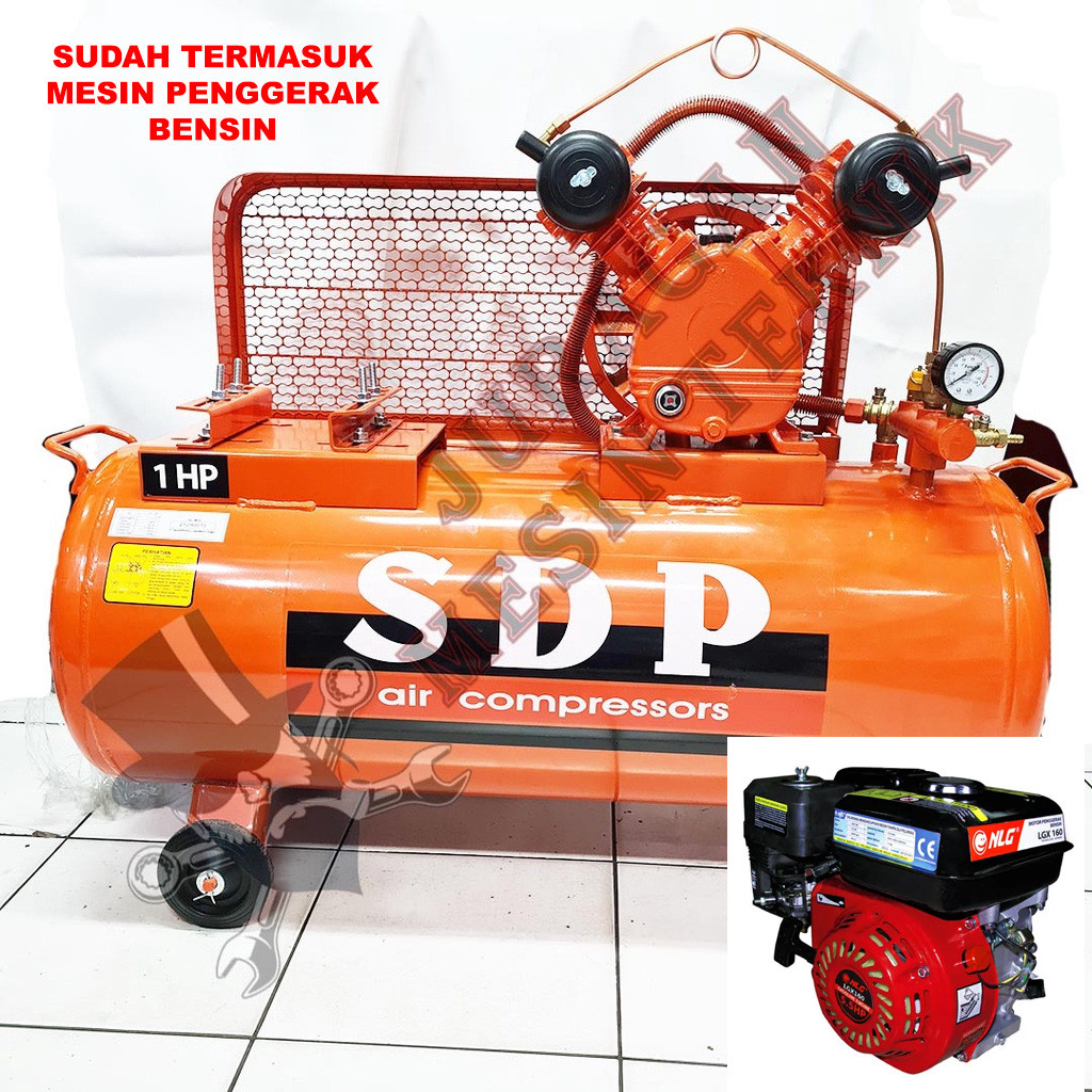 Mesin Kompresor Bensin 1HP SDP by Shark 1Pk + Engine GX160 GX 160 Siap Pakai