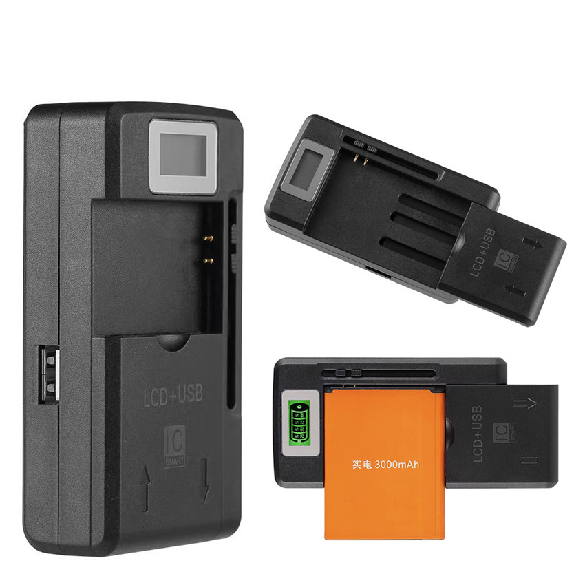 Universal Battery Charger Baterai Hp Kodok 4.2V with LCD USB Port Desktop Charger Baterai HP Kamera 