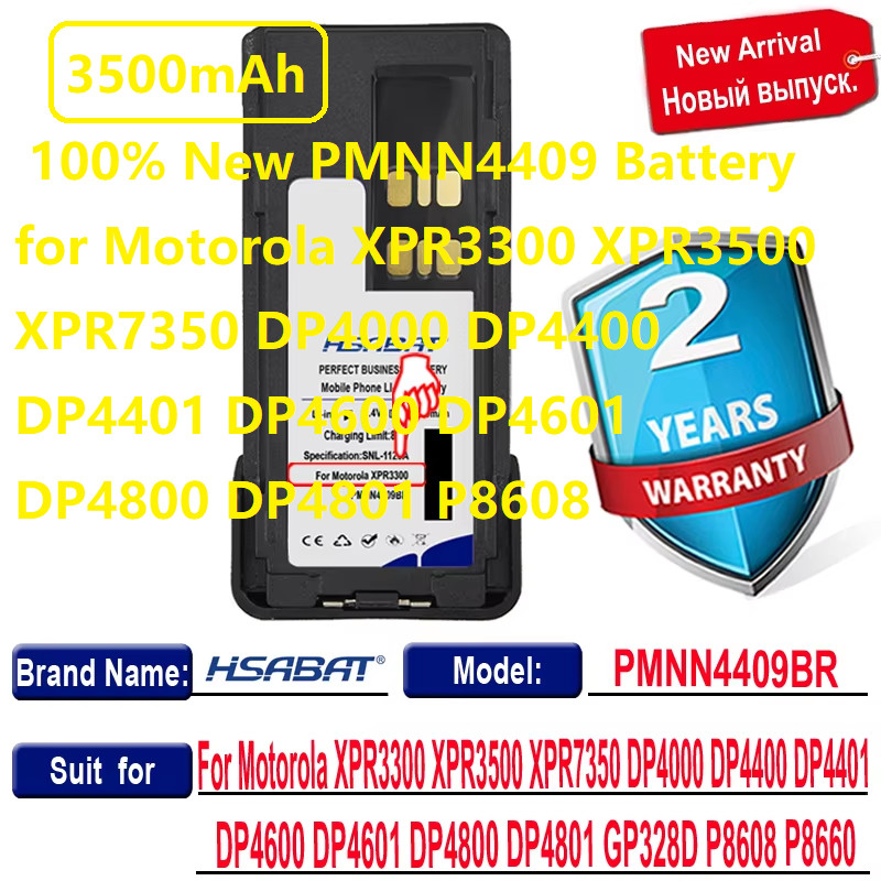 3500mAh 100% New PMNN4409 Battery for Motorola XPR3300 XPR3500 XPR7350 DP4000 DP4400 DP4401 DP4600 D