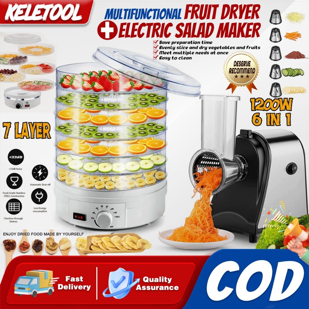 Mesin Pengering Makanan 7Rak Mesin Dehydrator Makanan 900W Food Dehydrator