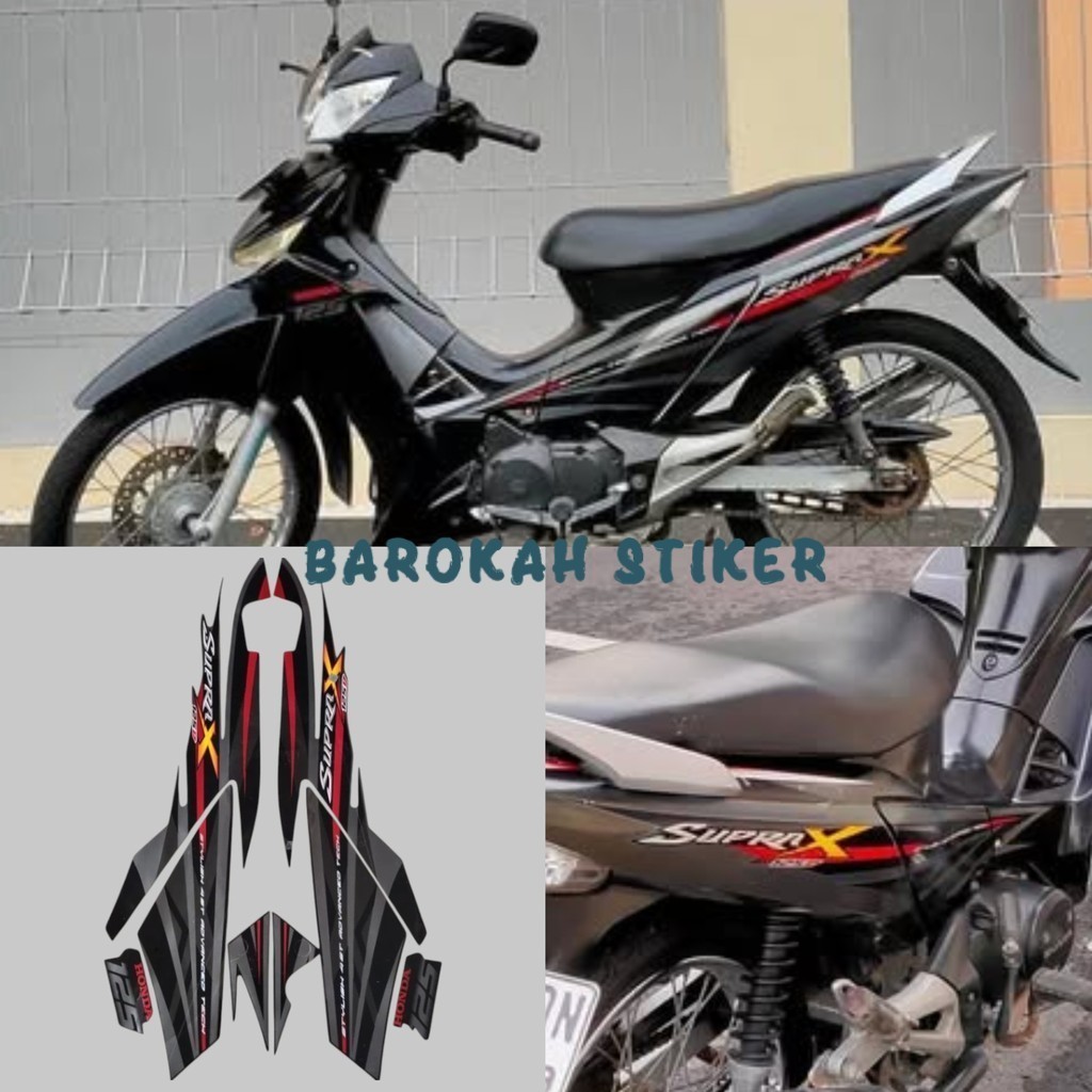 STRIPING STICKER LIST MOTOR HONDA SUPRA X 125 D 2008 2009 HITAM FULL BODI