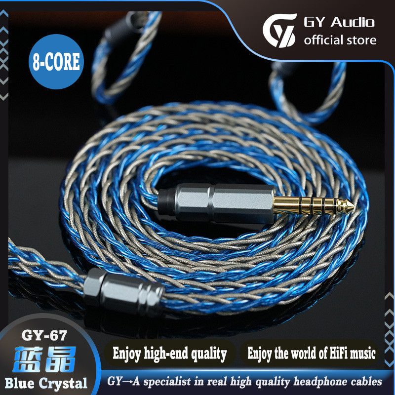 GY HiFi-67 Blue Crystal High Purity 99.99999% OCC + Silver Foil Earphone Cable 3.5mm/4.4mm 2Pin 0.78
