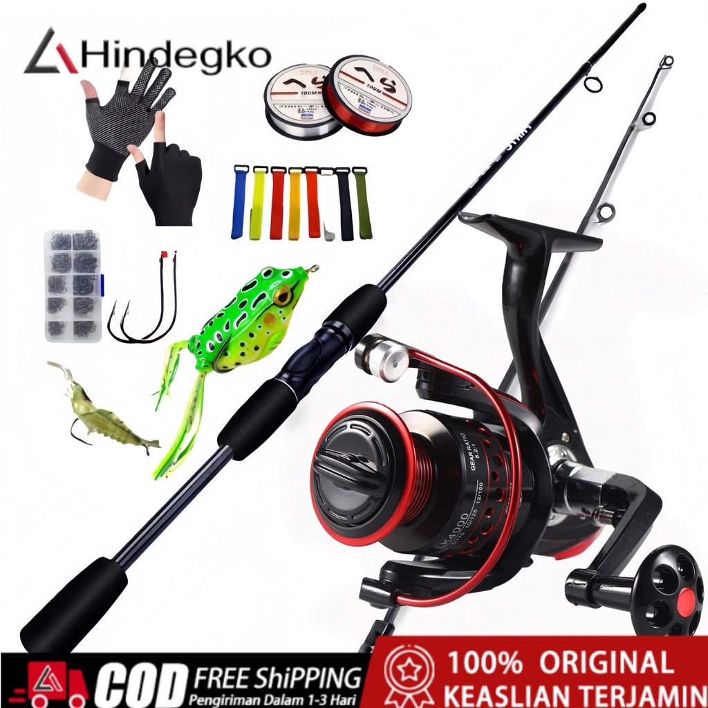 COD Joran Pancing Set 1.8/2.1/2.4m Joran Dan 2000-3000 Full Metal Reel Pancing Joran Set Lengkap wit