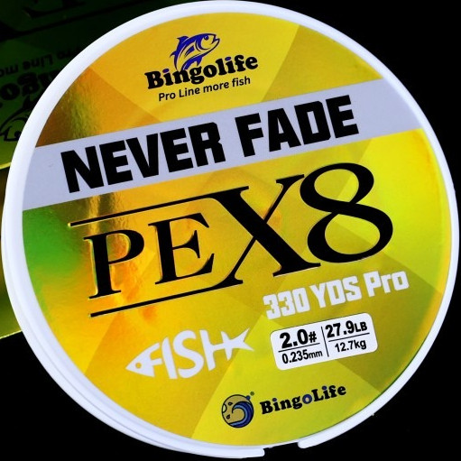 Bingolife Senar Pancing PE X8 Kuning 300m Anti Luntur Tahan Gesek Lembut Untuk Casting Jauh