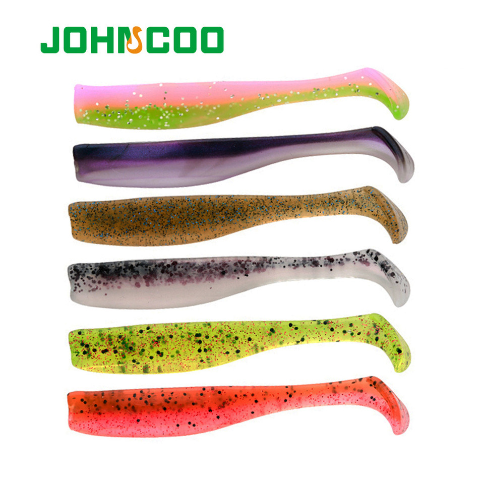 JOHNCOO 6pcs TPR Soft Bait Paddle Tail Swimbait 70mm 2.3g Jigging Lure Artificial Baits Wobblers Pik