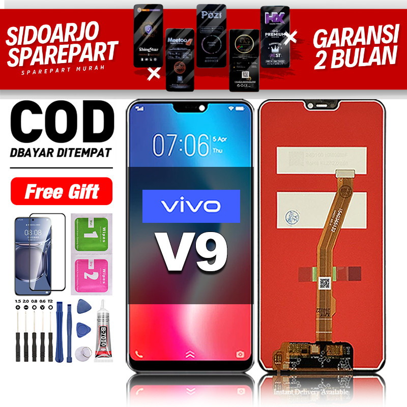 LCD VIVO V9 Fullset hp layar Touchscreen untuk Glass Touch Screen Digitizer COD original free lem-as