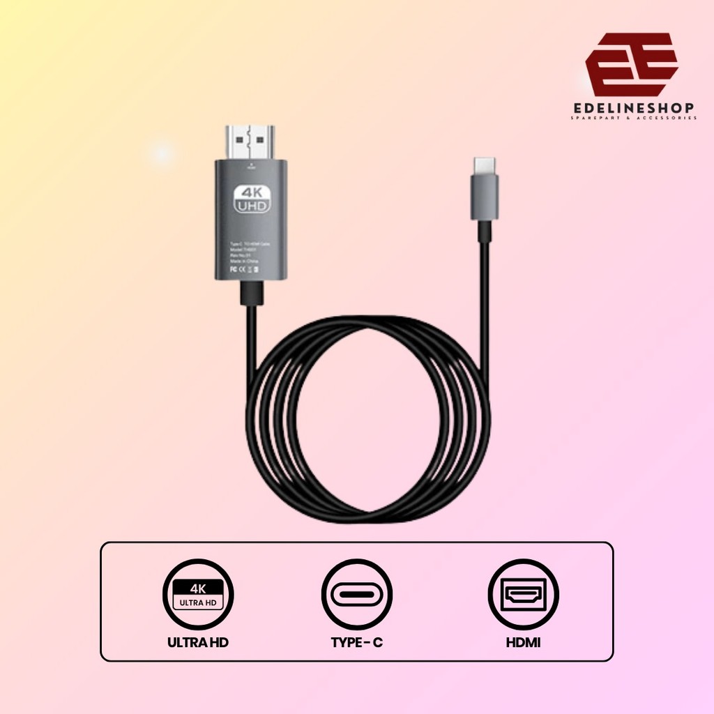 BEISOKY Adapter Kabel Type C to HDMI 4K UHD Converter Hp ke Mobile phone/laptop/monitor/ TV /  / Pro