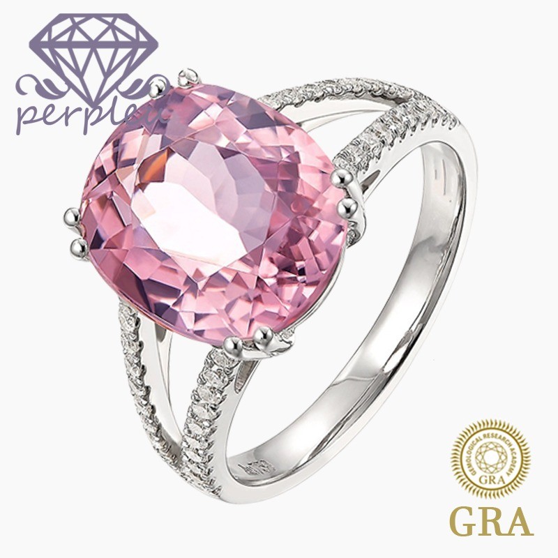 Sertifikat GRA Gratis Cincin Wanita Perak 925 Moissanite Oval Pink 5 Karat