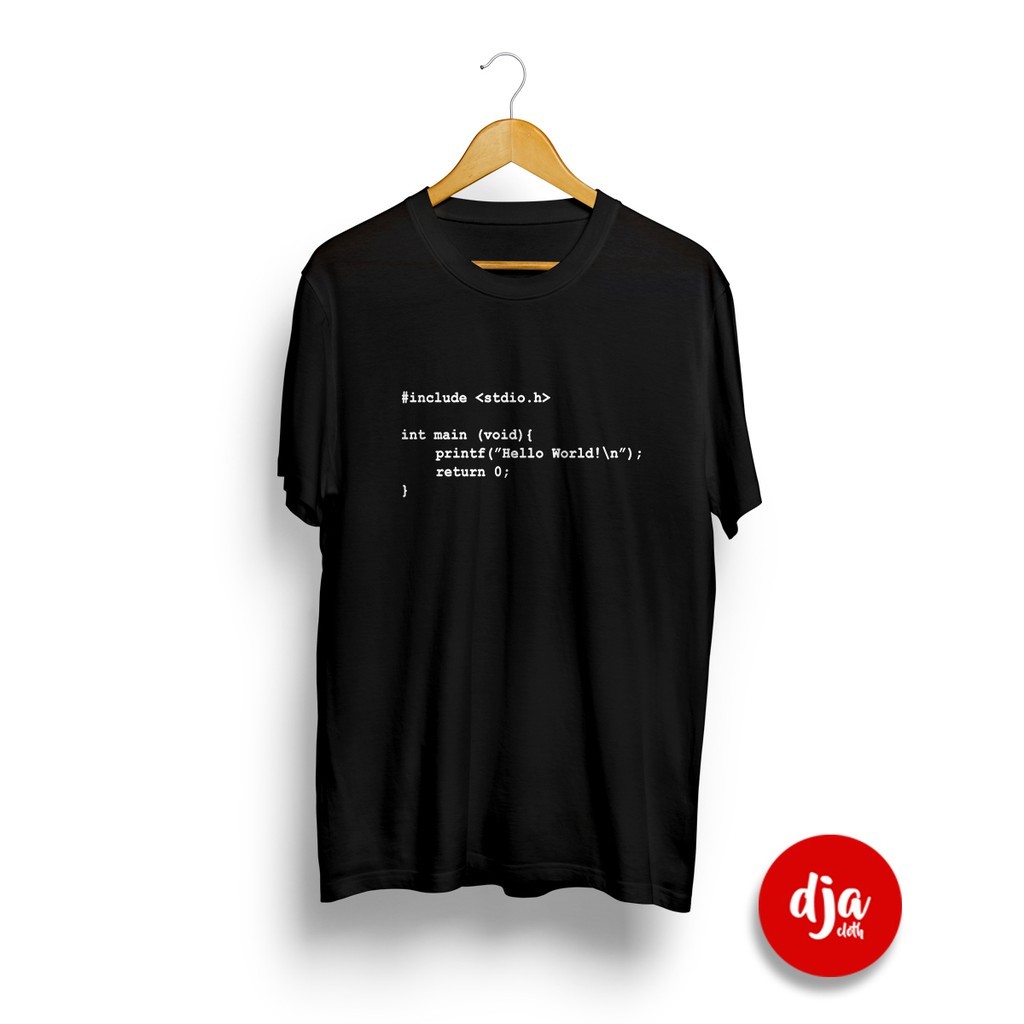 Anime Merch Kaos CODE PROGRAMMER HELLO WORLD CODING C++ NOTEPAD++ TEKNIK INFORMATIKA ANAK TI KAOS DI