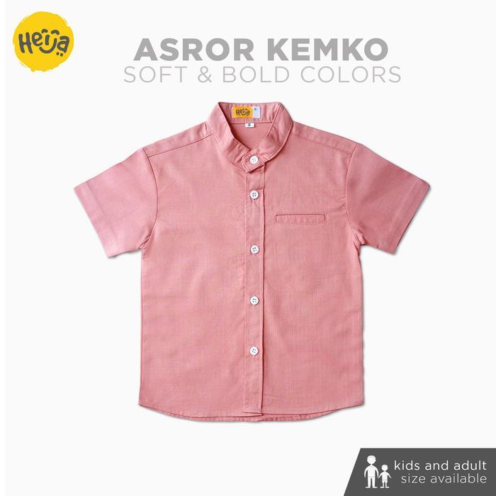 PROMO Lebaran KEMEJA KOKO ANAK Lengan Pendek-Warna PINK SALEM PEACH - ASROR SHIRT - S 1-2 tahun