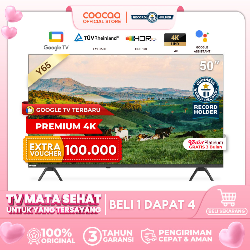 NEW COOCAA 50 inch GOOGLE TV-4K UHD-Dolby Audio (COOCAA 50Y65)