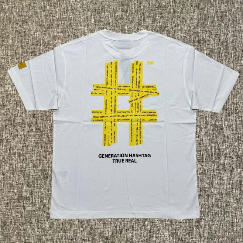 HOT Beentrill Yellow Tapping Hashtag Tee Off White Original / Baju Kaos Beentrill Korea