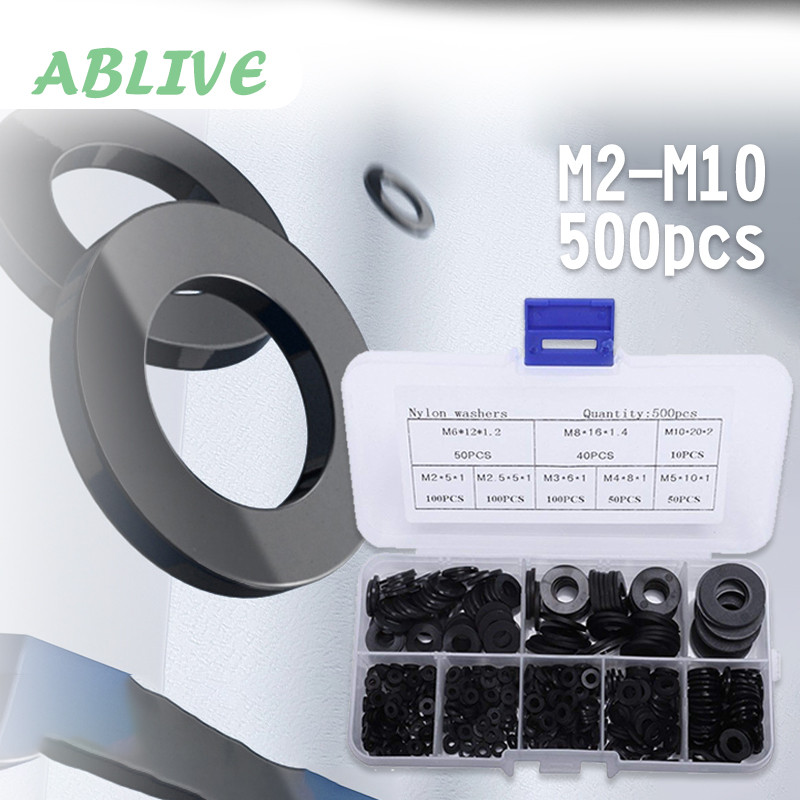 500pcs Ring Plastik Ring Washer Nylon Ring Baut O Washer Gasket Insulation M2-M10
