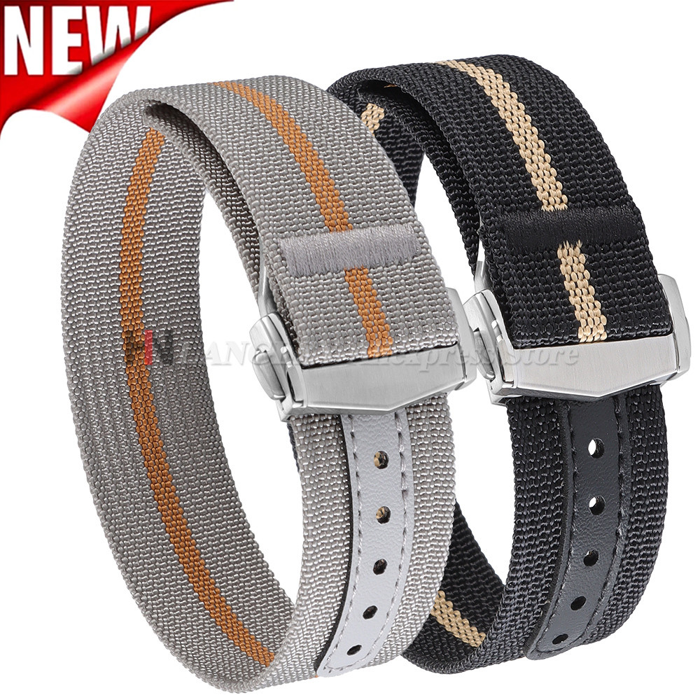 Premium Ribbed Nylon Watch Bands Deployant Clasp 20mm 22mm Watch Strap for Omega for Swatch MoonSwat