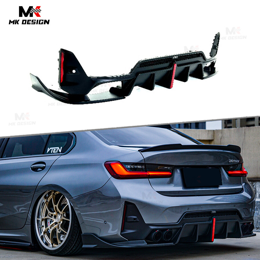 VTEN Style PP Rear ffuser Bumper Lip for BMW 3 Series G20 G28 LCI 2023+ Gloss Black Rear Lip ABS Sid