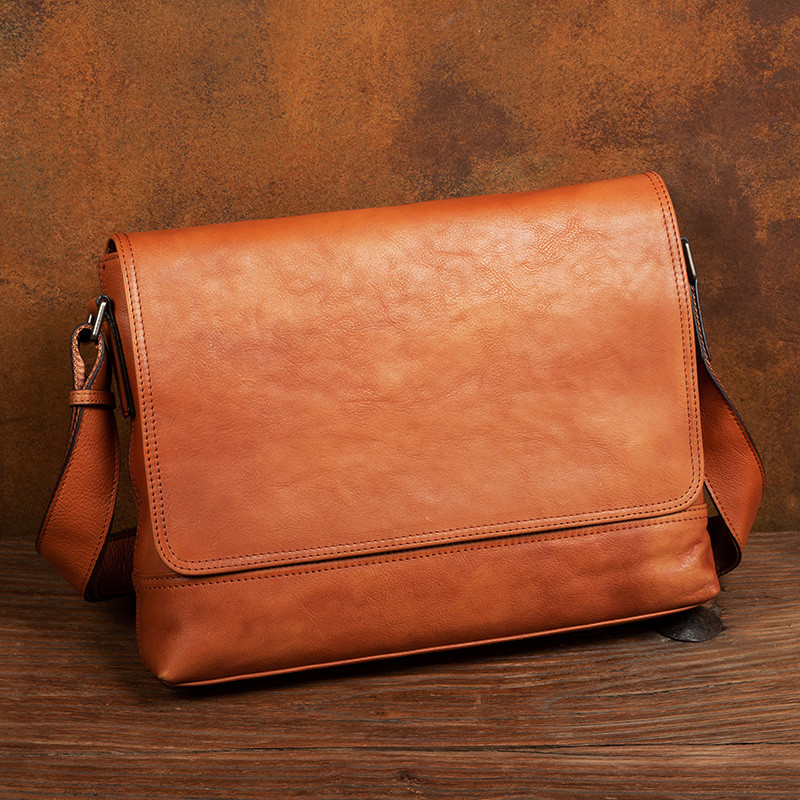 Retro vegetable tanned leather shoulder bag leather men's bag tide messenger bag men's backpack leis