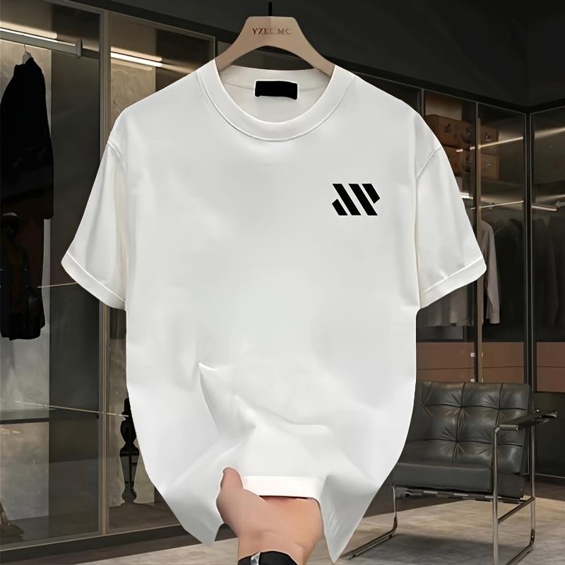 (COD) COD kaos pria Kaos Pria Muda - Leher Bulat, Ukuran Besar, 100% Katun, Gaya Kasual dengan Motif