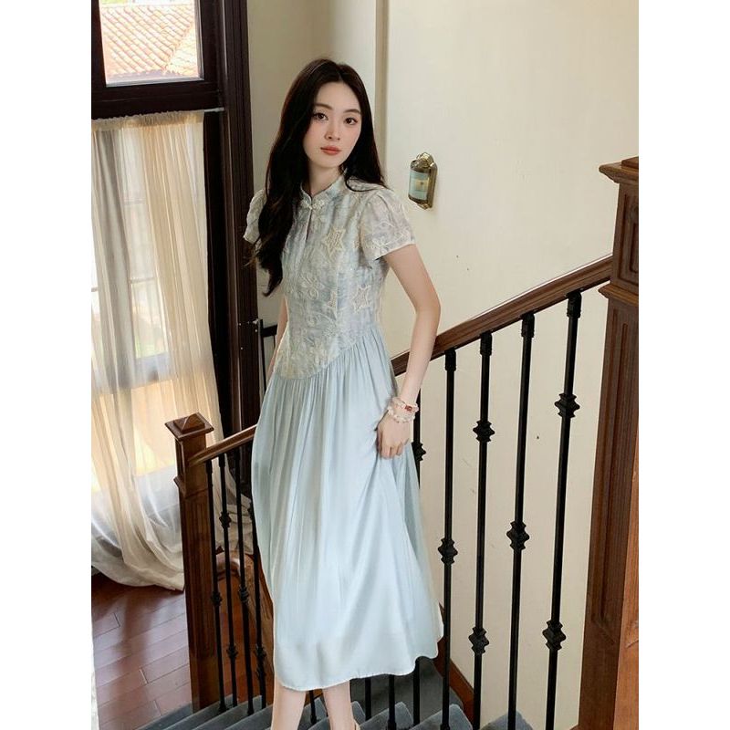 [COD]Gaun biru muda baru fashion tinggi untuk wanita, gaun biru muda untuk wanita