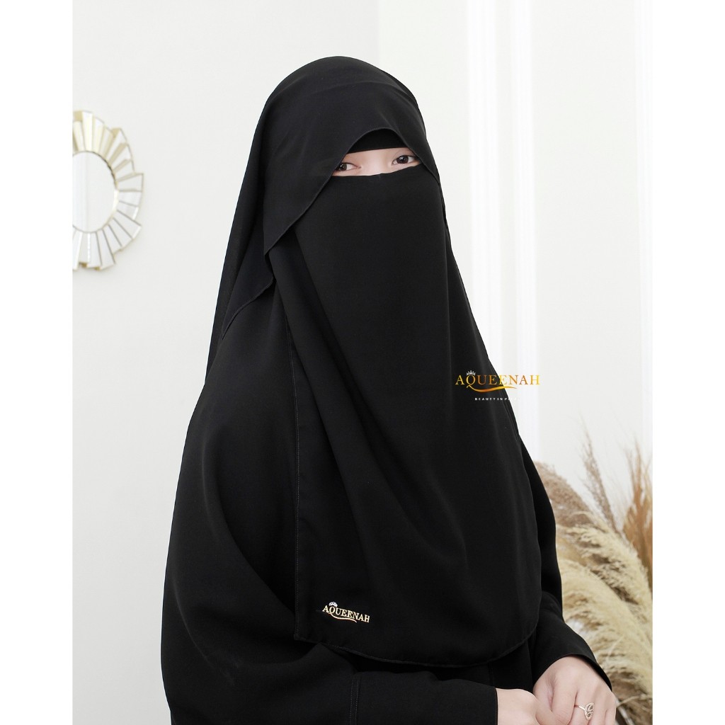 ERVINA.ID Aqueenah -  Purdah Maryam Cadar Yaman Butterfly Sifon Silk Jetblack Premium