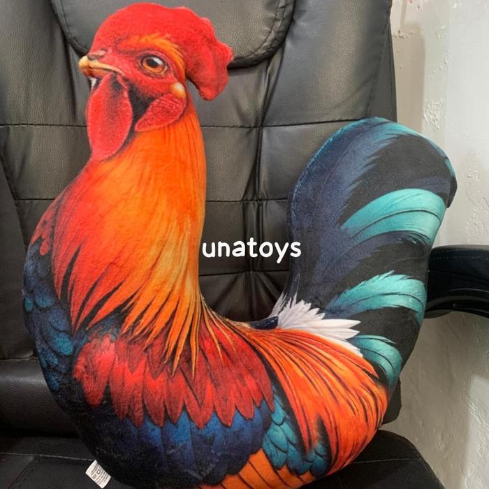 Boneka Bantal 3D karakter ayam  jago cemani 45cm / bantal sofa ayam printing lucu  berlabel SNI - AY